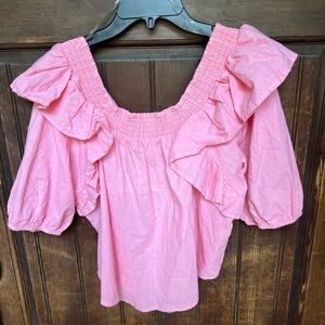 Boutique Brand Hyfve Pink Ruffle Top, NWT, size L